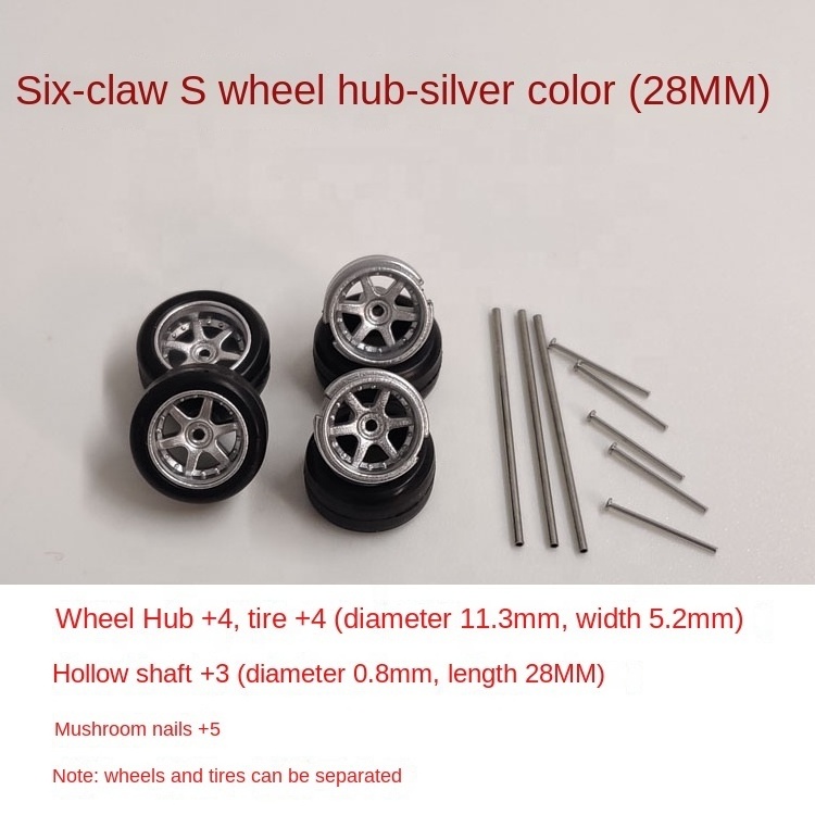 Alloy car model 1/64 modified wheel hub rubber tire car wheel modified match box hoot wheel compatible 11mm plastic parts