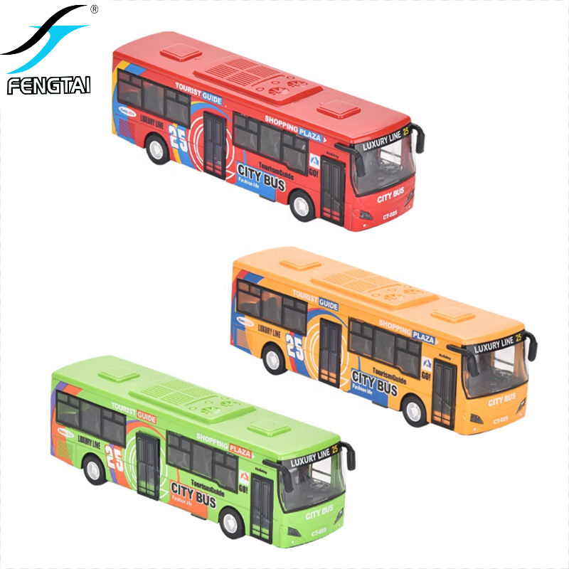 City Double Decker Bus Toy Die Cast Pull Back Vehicles Mini Bus Model Car Toys Lights and Music Diecast Bus Model