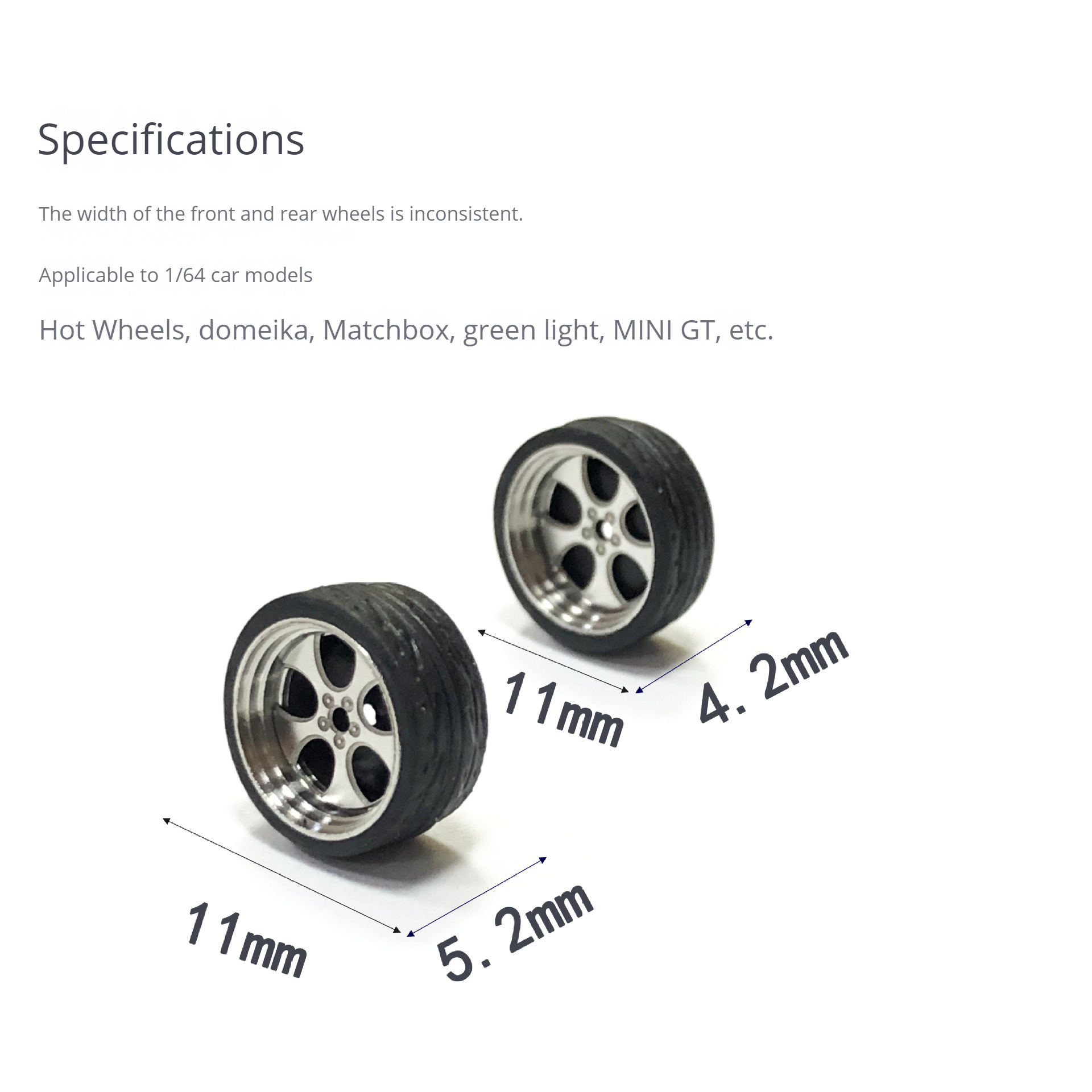 Firewheel Duomei Card Green Light 1/64 Small Scale Metal Car Model Modification Wheel Hub Metal Rubber Tire