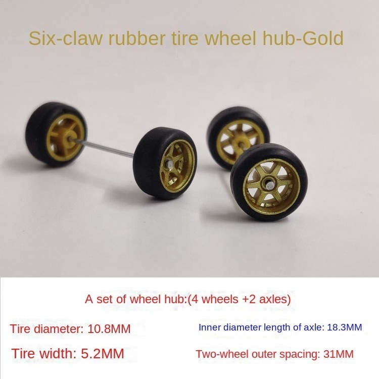 Alloy car model 1/64 modified wheel hub rubber tire car wheel modified match box hoot wheel compatible 11mm plastic parts