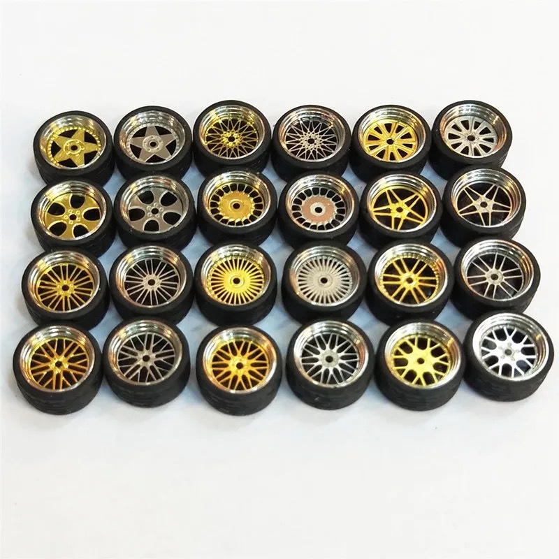 Firewheel Duomei Card Green Light 1/64 Small Scale Metal Car Model Modification Wheel Hub Metal Rubber Tire