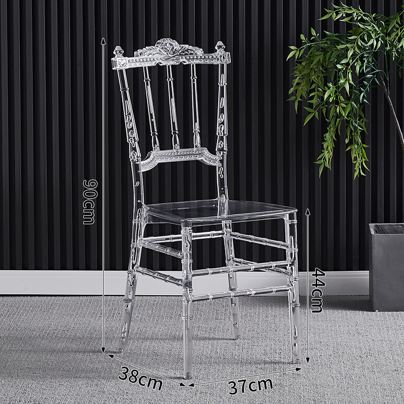 American Plastic Dining Chair Transparent Acrylic Crystal Minimalist Outdoor Transparent Bamboo Chair Cooling Home Furniture