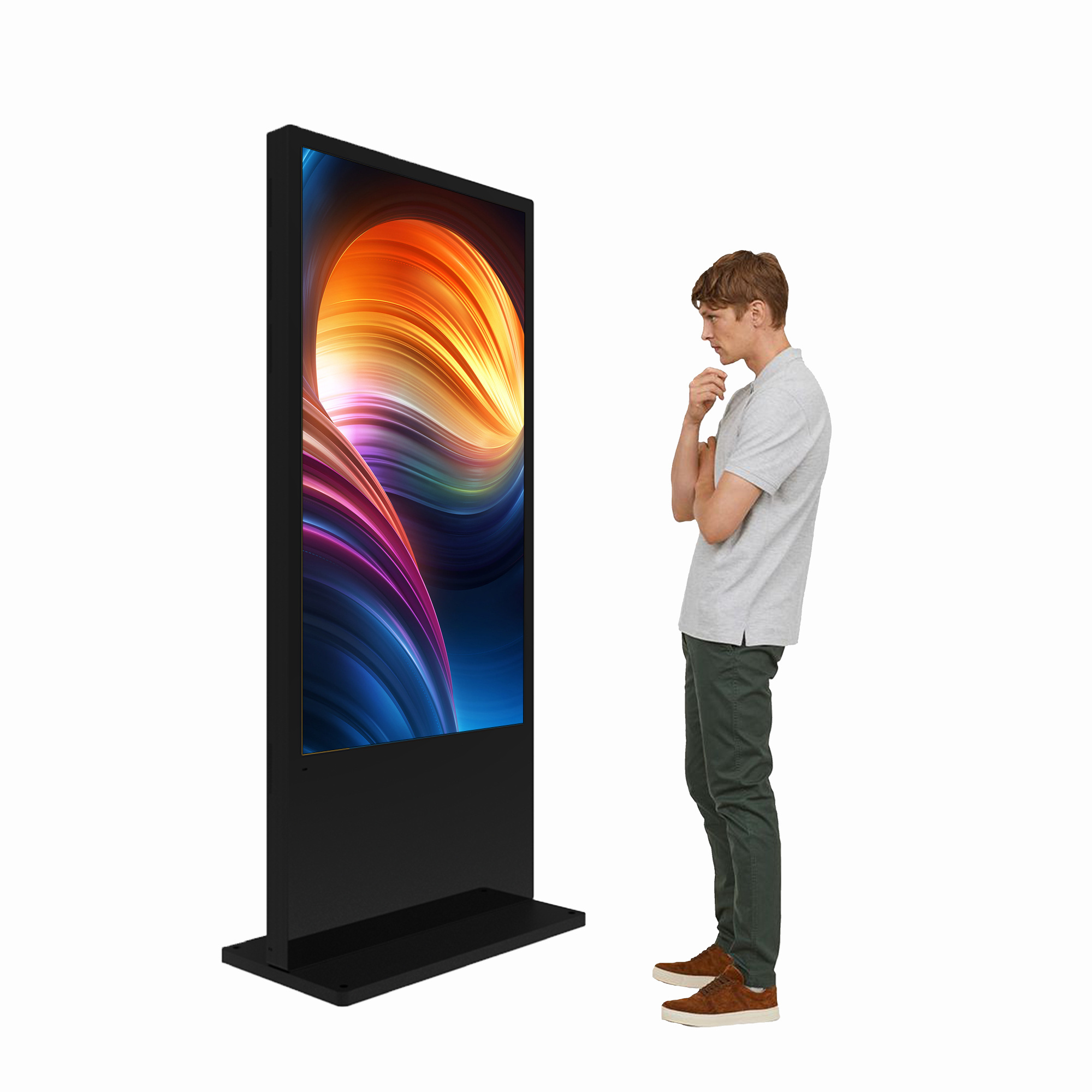 Totem Outdoor Advertising Led Screen Price Kiosk Machine Photo Booth 55 Inch Touch Display Digital Drive Thru Menu Board