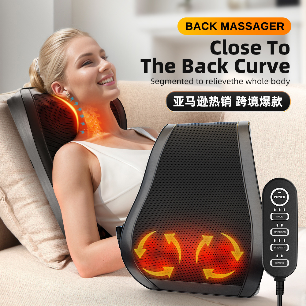 Hot Sale Electric Heat Kneading Therapy Function Car Seat To Back And Neck Massager Cushion With Heating