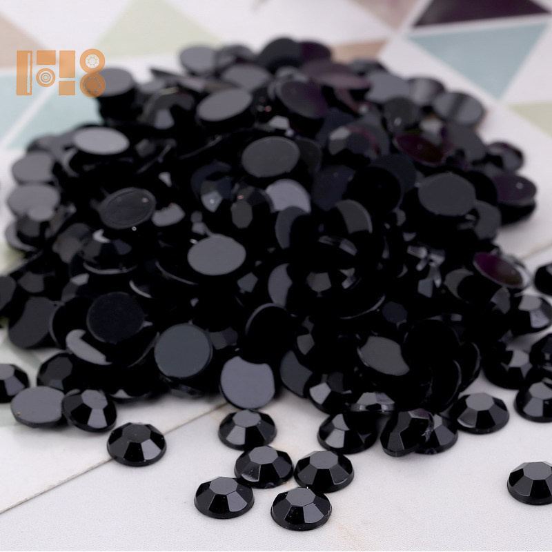 Bulk Round shape Acrylic beads Glue on Rhinestones for Wedding Dress Customized Flat Back without hole