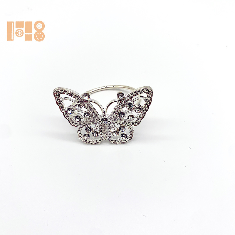 Fashion Napkin Holder Ring Rhinestone Butterfly Napkin Rings For Wedding Table Decoration