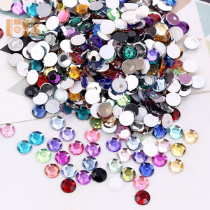 Bulk Round shape Acrylic beads Glue on Rhinestones for Wedding Dress Customized Flat Back without hole