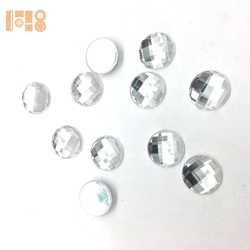 Silver round flat stones acrylic rhinestones for crafts