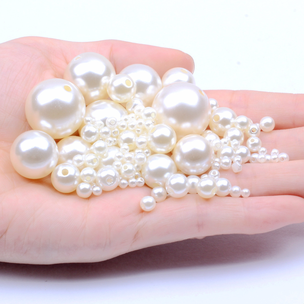 Wholesale Pearl White ABS Faux Pearl round Loose Beads 4mm-12mm in Size for DIY Decorations Available in 8mm 10mm 12mm Sizes