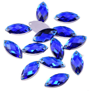 7*15mm /8*19mm  Crystal Stones Sewing Acrylic Gems Strass Beads Flatback Horse Eye Sew On Rhinestone for Dress