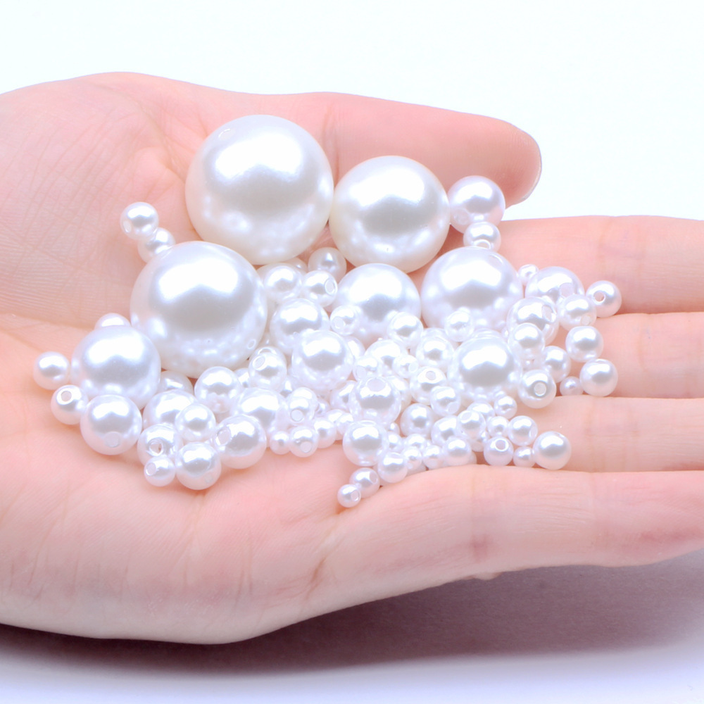 Wholesale Pearl White ABS Faux Pearl round Loose Beads 4mm-12mm in Size for DIY Decorations Available in 8mm 10mm 12mm Sizes