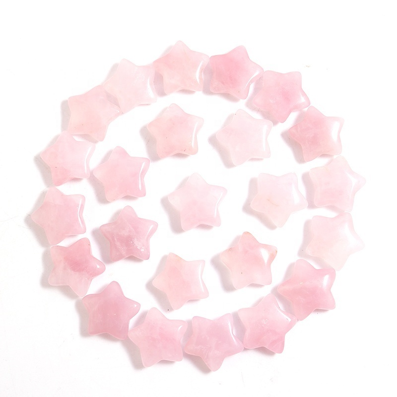 Small Christmas crystal crafts crystals healing stones natural rose quartz handmade carved moon star gemstone ornament