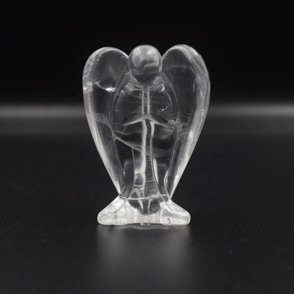 Wholesale Natural Healing Crystal Crafts 2 Inch Angel Carving Clear Quartz Angel Figurine Statues For Home Decoration