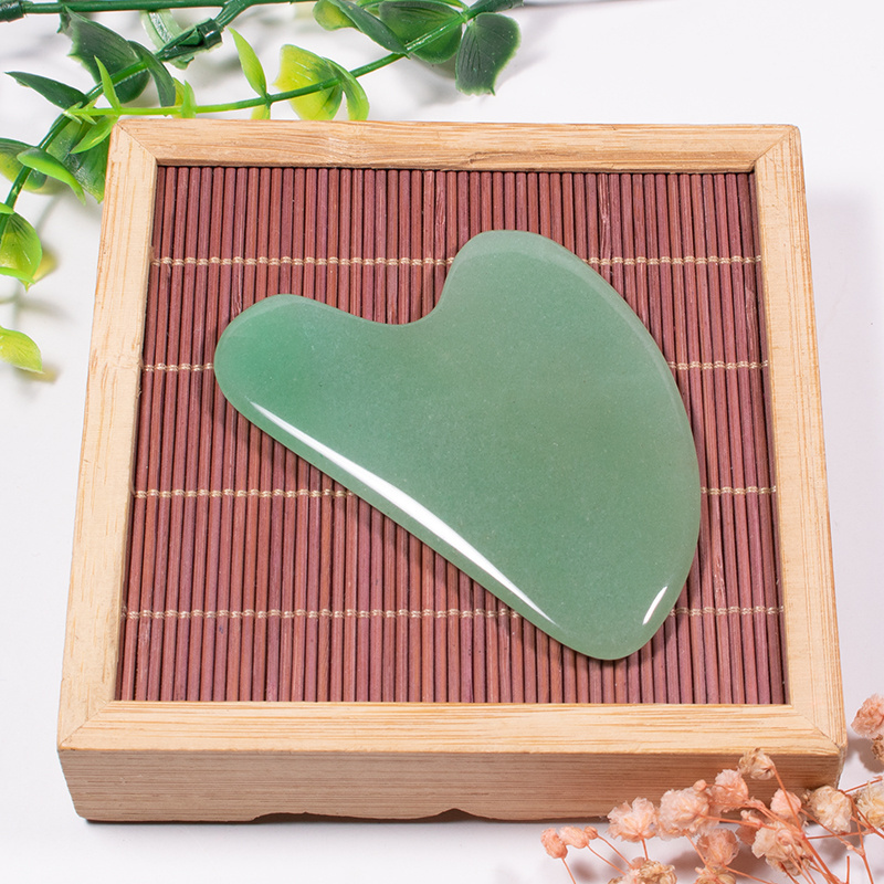 2020 New Product Natural Crystal Green Aventurine Gua Sha Body Massage Tool Real Jade Guasha Face Massage Tool