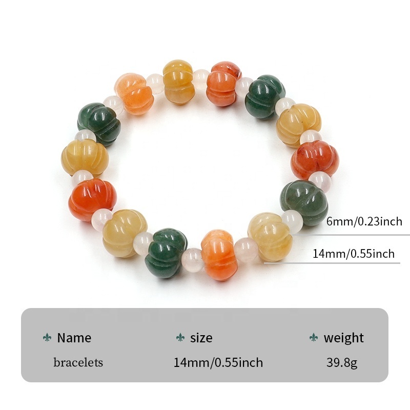 Pumpkin Bead Bracelets Vintage Jewelry Handmade Natural Gold Jade Bead Bracelets For Women