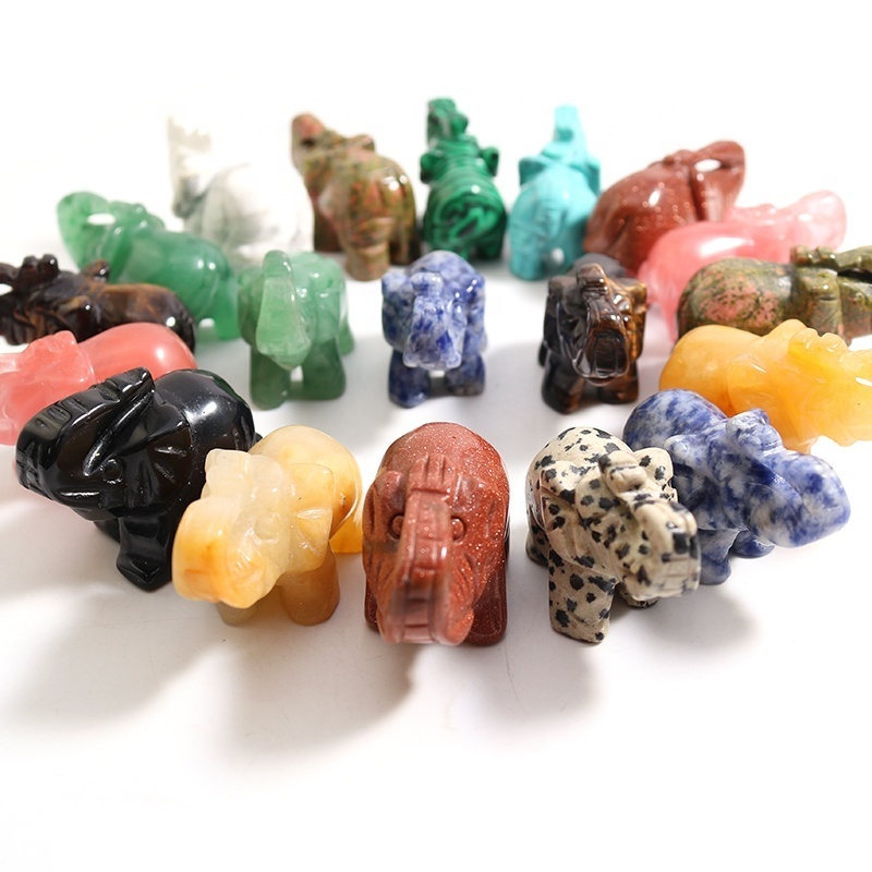 1.5 inch Natural crystals healing stone carved animal blue elephant figurines elephant statue crystal stone crafts