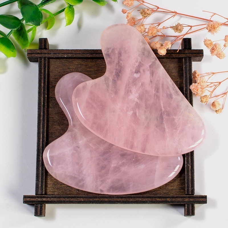 2020 New Natural Crystal Rose Quartz Stone Body Massage Tool Jade Gua Sha Rose Quartz  Guasha Stone