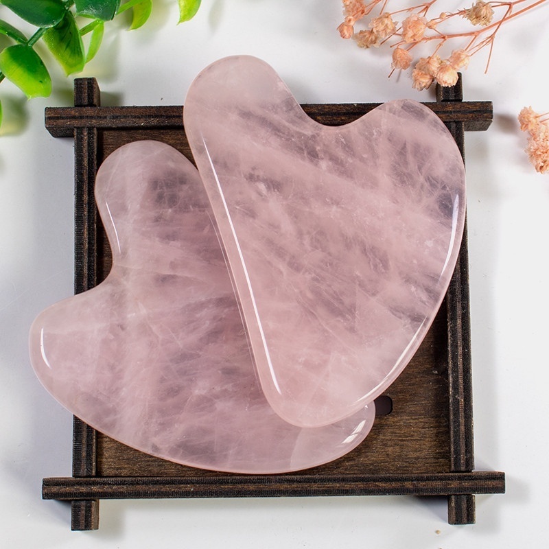 2020 New Natural Crystal Rose Quartz Stone Body Massage Tool Jade Gua Sha Rose Quartz  Guasha Stone