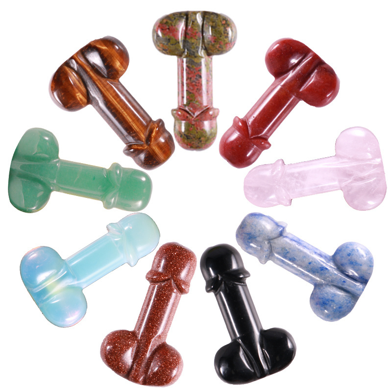 2inch wholesale natural crystals healing stones Mini Penis crystal penis crystal glass plug dildo male phallus