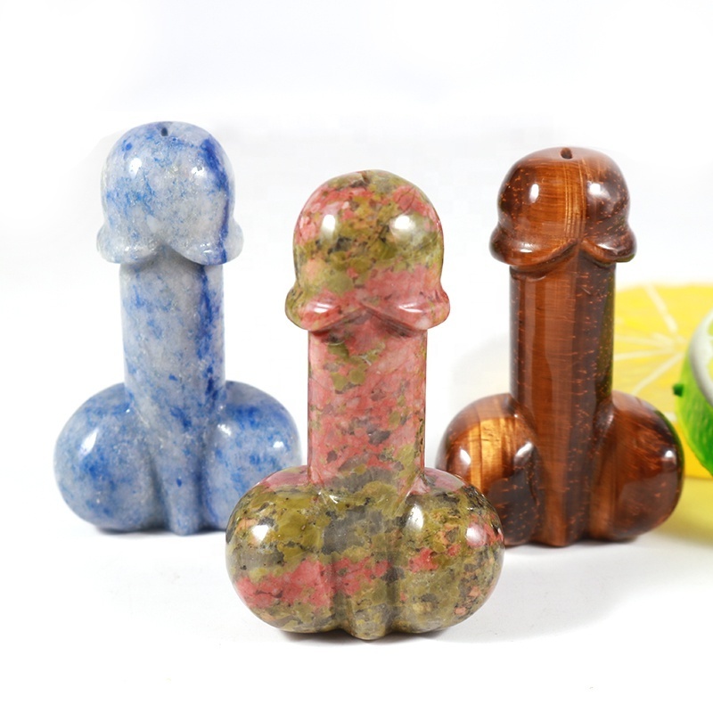 2inch wholesale natural crystals healing stones Mini Penis crystal penis crystal glass plug dildo male phallus