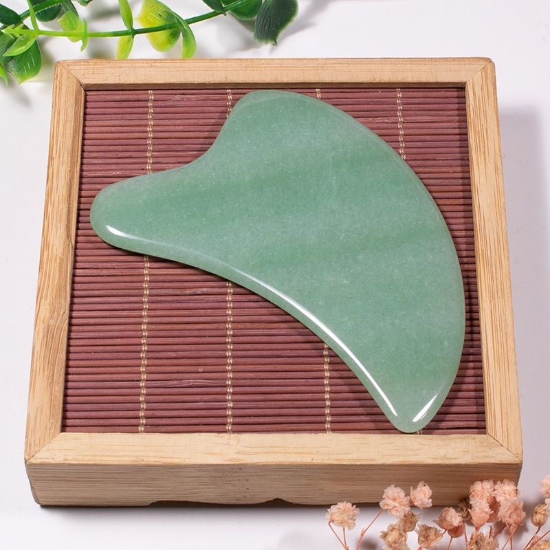 2020 New Product Natural Crystal Green Aventurine Gua Sha Body Massage Tool Real Jade Guasha Face Massage Tool