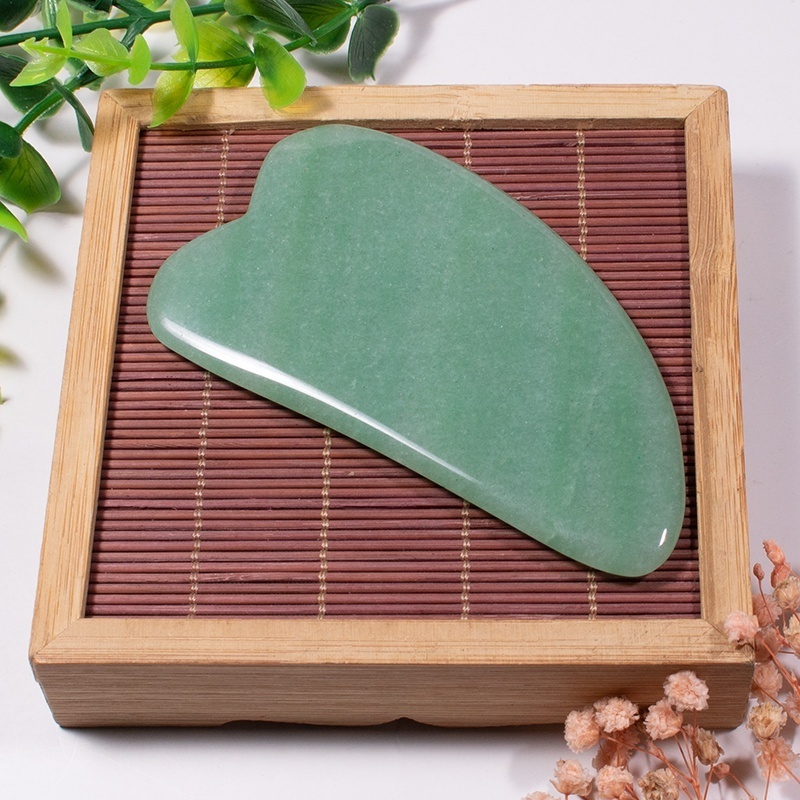 2020 New Product Natural Crystal Green Aventurine Gua Sha Body Massage Tool Real Jade Guasha Face Massage Tool