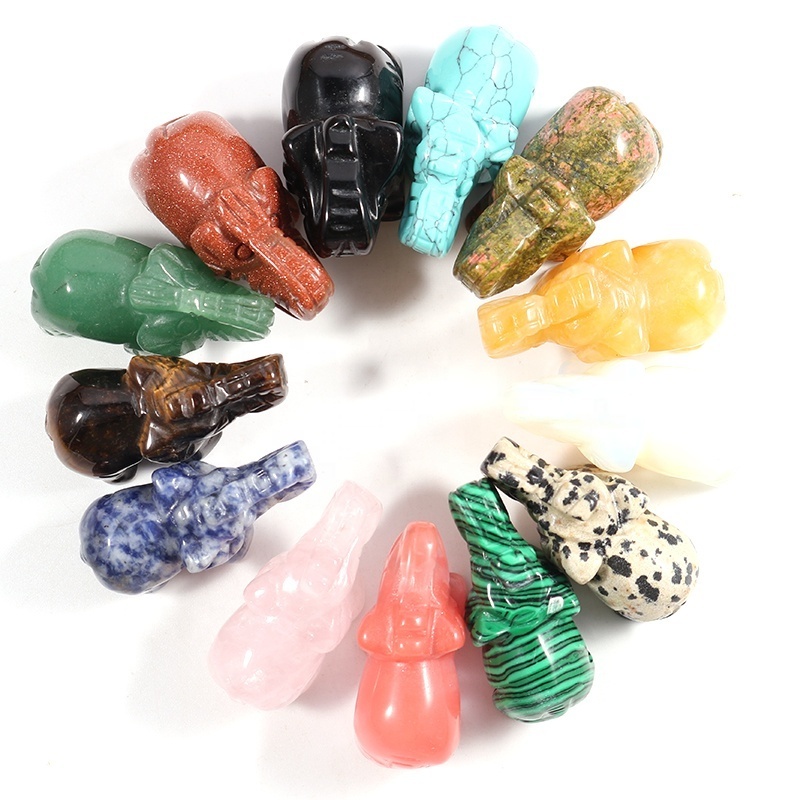 1.5 inch Natural crystals healing stone carved animal blue elephant figurines elephant statue crystal stone crafts