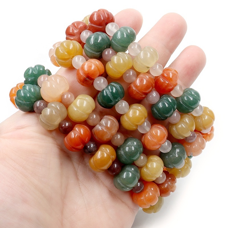 Pumpkin Bead Bracelets Vintage Jewelry Handmade Natural Gold Jade Bead Bracelets For Women