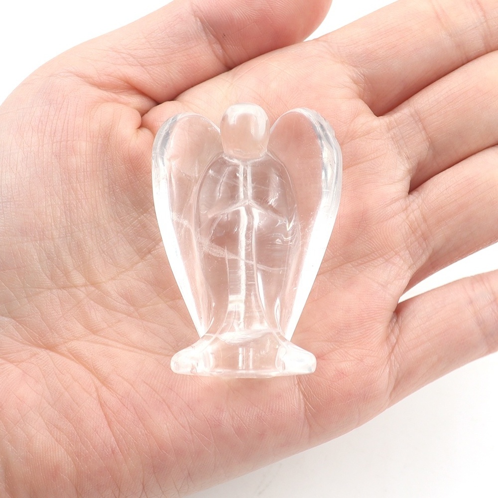 Wholesale Natural Healing Crystal Crafts 2 Inch Angel Carving Clear Quartz Angel Figurine Statues For Home Decoration