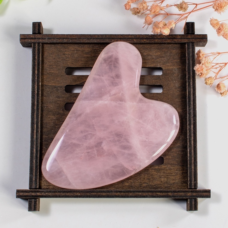 2020 New Natural Crystal Rose Quartz Stone Body Massage Tool Jade Gua Sha Rose Quartz  Guasha Stone