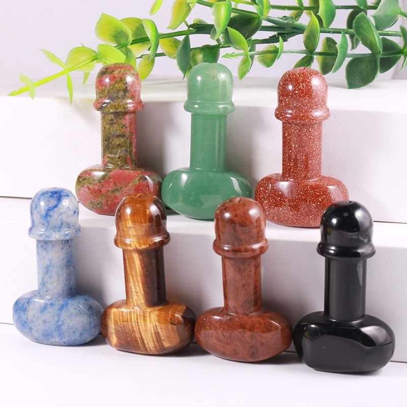 2inch wholesale natural crystals healing stones Mini Penis crystal penis crystal glass plug dildo male phallus