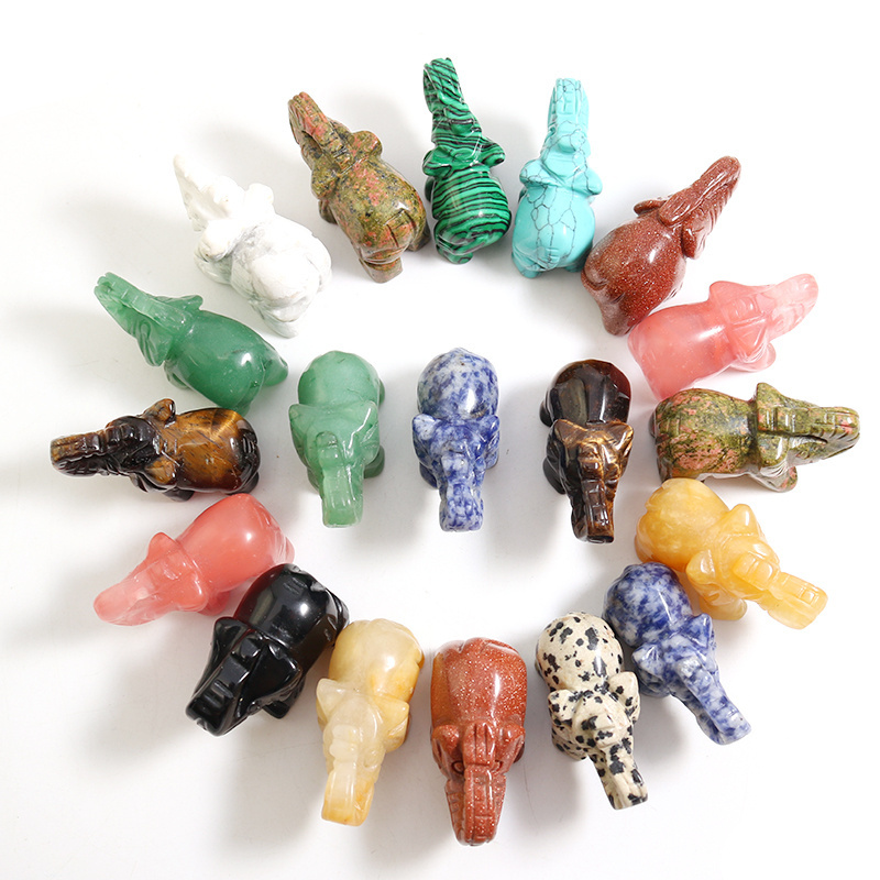 1.5 inch Natural crystals healing stone carved animal blue elephant figurines elephant statue crystal stone crafts