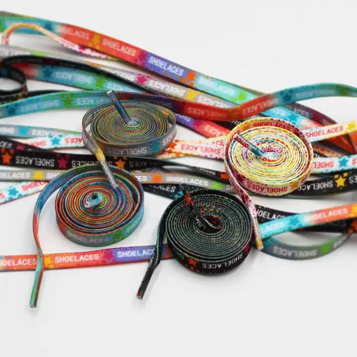 Custom Polyester 160cm 150cm 135cm Printing Shoelaces with Logo Bulk Wholesale Low Price Colored Flat Shoe Laces for Sneakers