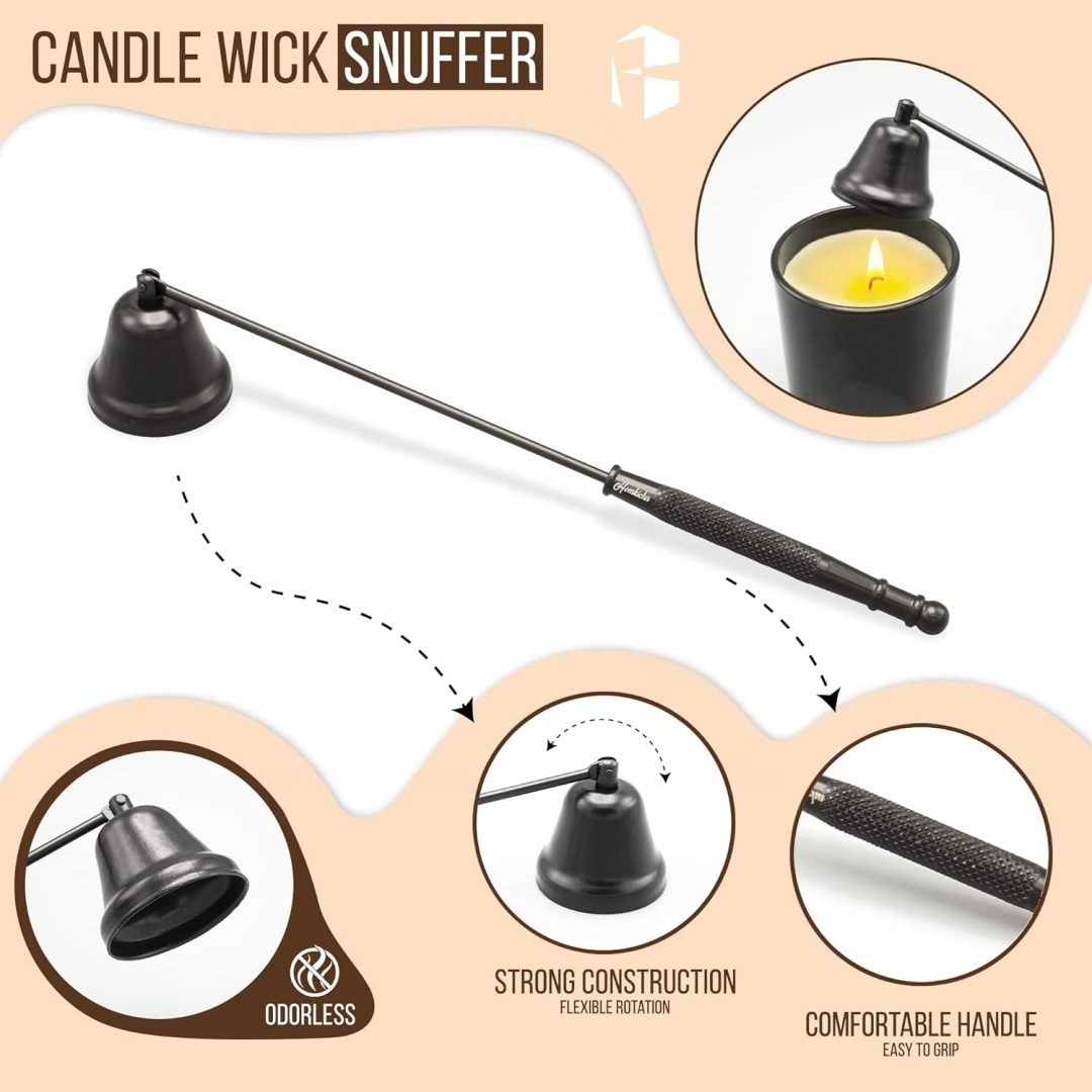 Wholesale Stainless Steel Candle Accessories Black Silver Candle Snuffer Lighter Candle Care Kit