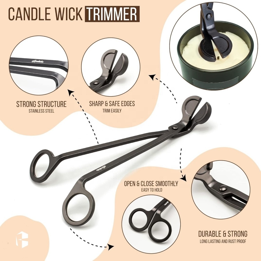 Wholesale Stainless Steel Candle Accessories Black Silver Candle Snuffer Lighter Candle Care Kit