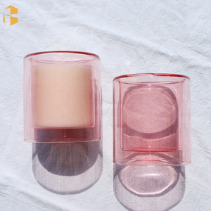 Custom Luxury Double Wall Borosilicate Jar Candle Holder Glass Candle Vessel For Candle Making