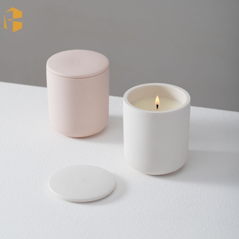 Luxury Wholesale Handmade Soy Wax Refill Ceramic Vessel Candle with Lid