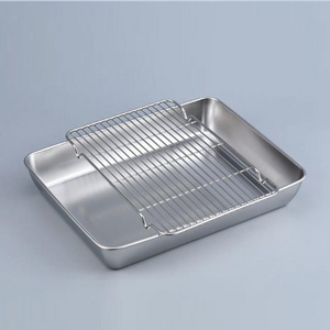 Rectangular Baking Tray For Oven With Drain Rack And Steel Cover Cake Pans Non Magnetic Stainless Steel