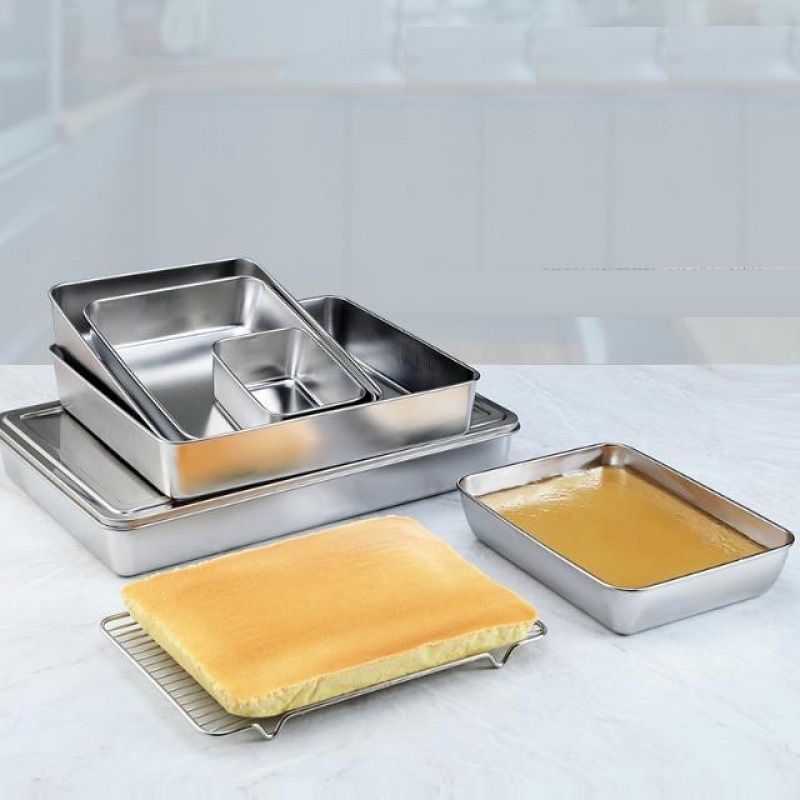 Rectangular Baking Tray For Oven With Drain Rack And Steel Cover Cake Pans Non Magnetic Stainless Steel