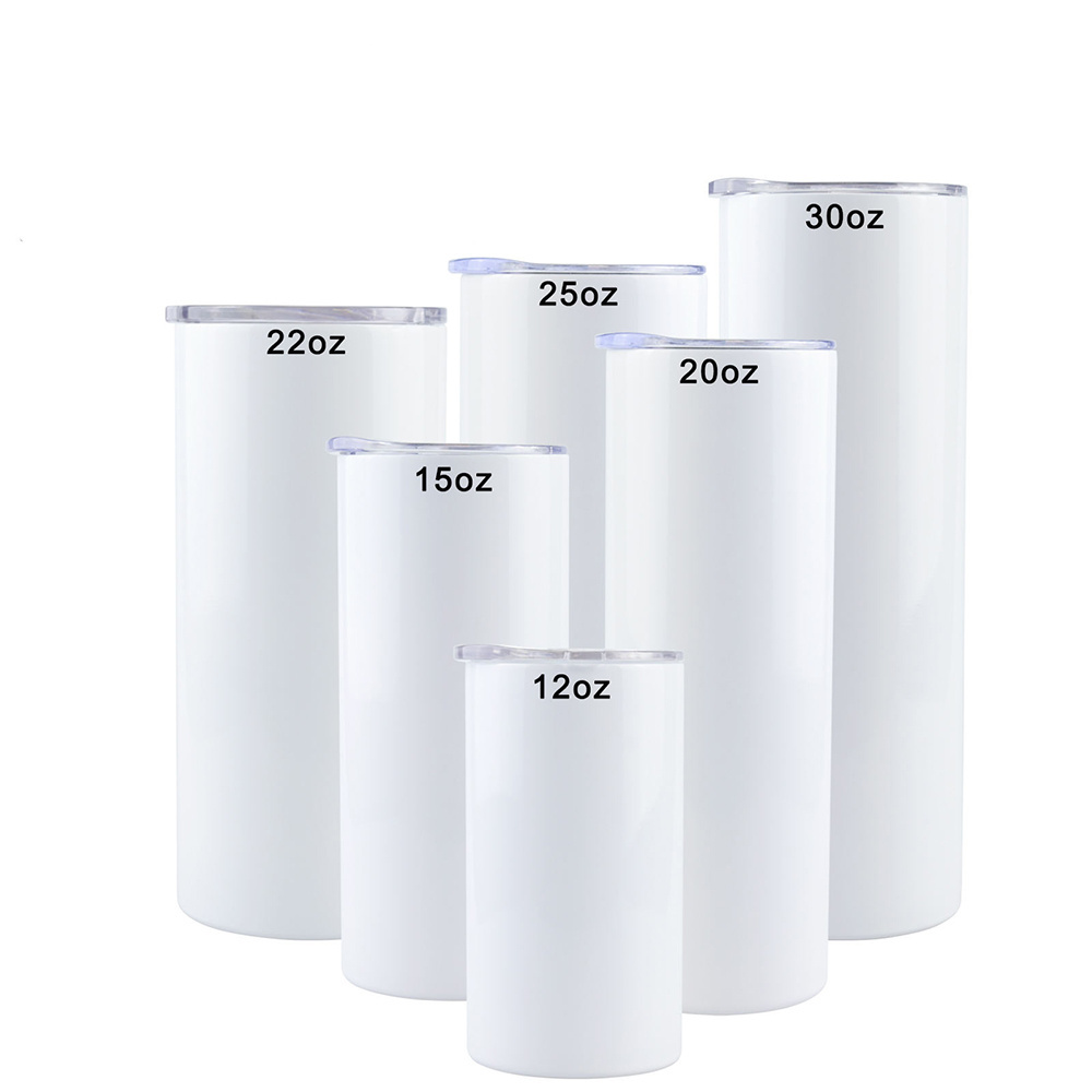 Fuboom 20oz ounce stainless steel insulated white skinny straight sublimation blank tumbler 20 oz with straw