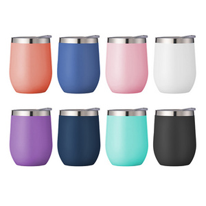 12oz Double Wall Insulated Tumbler Cup Egg Shape Stainless Steel Cups Wine Tumbler Wedding Gift Drink Tumbler