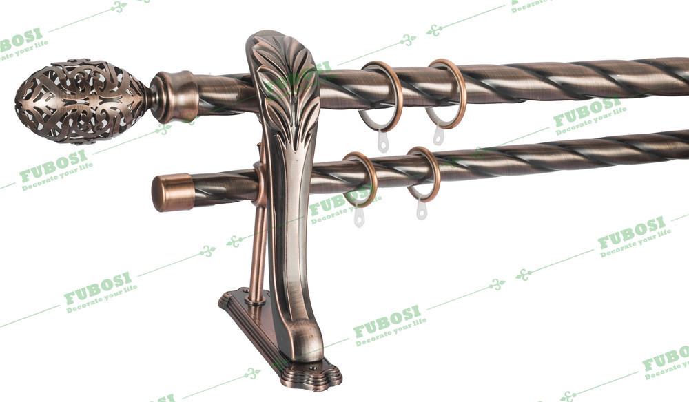 High quality double curtain rod/ shower curtain rod finials