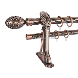 High quality double curtain rod/ shower curtain rod finials