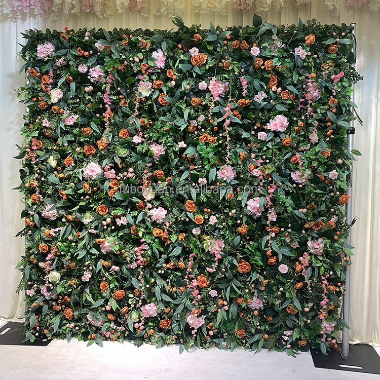 Outdoor Wedding Party Event Decor Blumenwand Greenery Plants Flower Walls Panel 3D Roll Up Artificial Green Flower Wall Backdrop