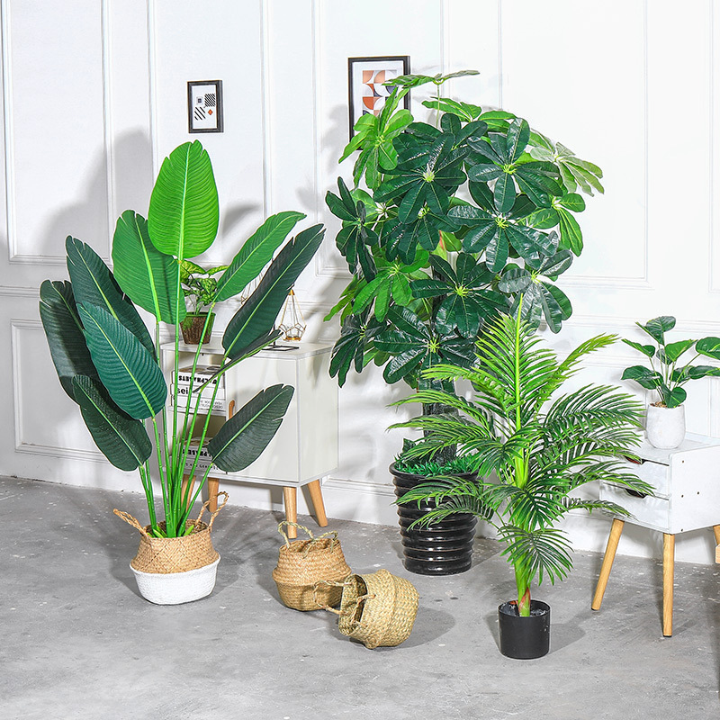 L06611 Home Garden Ornaments Plant Outdoor Artificial Plants Potted Monstera Bonsai Ficus Tree Artificial Palm Tree Banana Tree