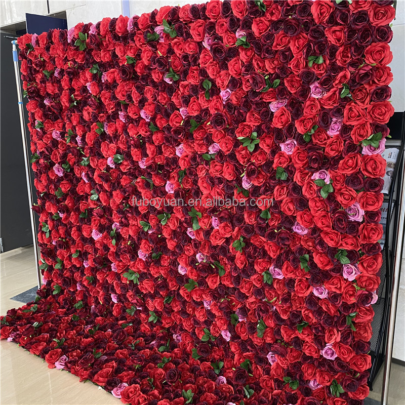 SZ0475 Cheap artificial floral wall backdrop panels flowers 3D rose wall flowerwall restaurant wall decor for wholesale