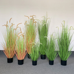 M3398 China Manufacturer Artificial Reed Plant Onion Grass In Pot Decoration Handmade Artificial Onion Grass