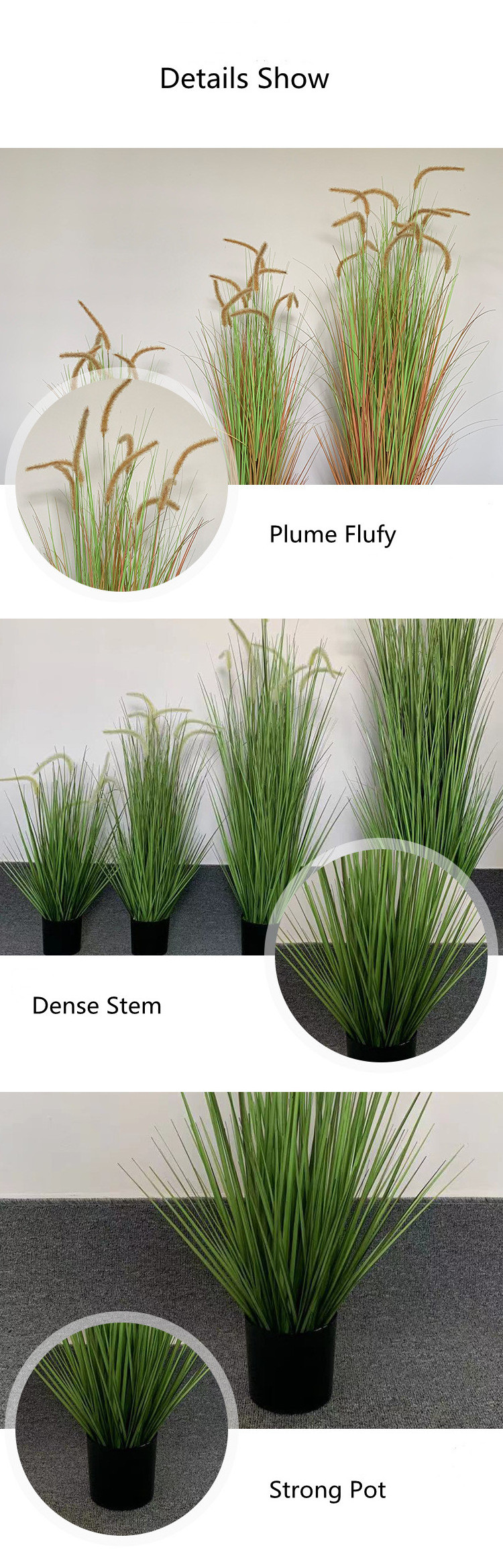 M3398 China Manufacturer Artificial Reed Plant Onion Grass In Pot Decoration Handmade Artificial Onion Grass