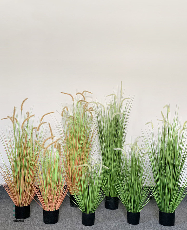 M3398 China Manufacturer Artificial Reed Plant Onion Grass In Pot Decoration Handmade Artificial Onion Grass