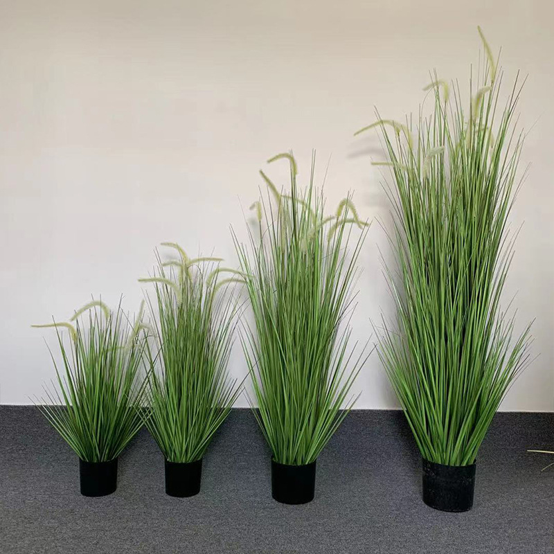 M3398 China Manufacturer Artificial Reed Plant Onion Grass In Pot Decoration Handmade Artificial Onion Grass